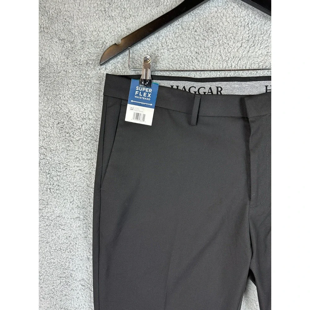 Haggar‎ Pants Men's 38X30 Black Superflex Waistband Ultimate Travel Pants New